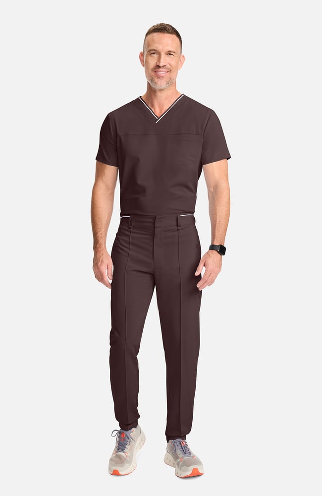 Men's Pintuck Tapered Scrub Pant, UMB Umbra | brown, large