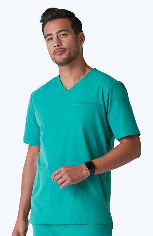Men's Realm V-Neck Scrub Top, SRG Surgical Green | green, large