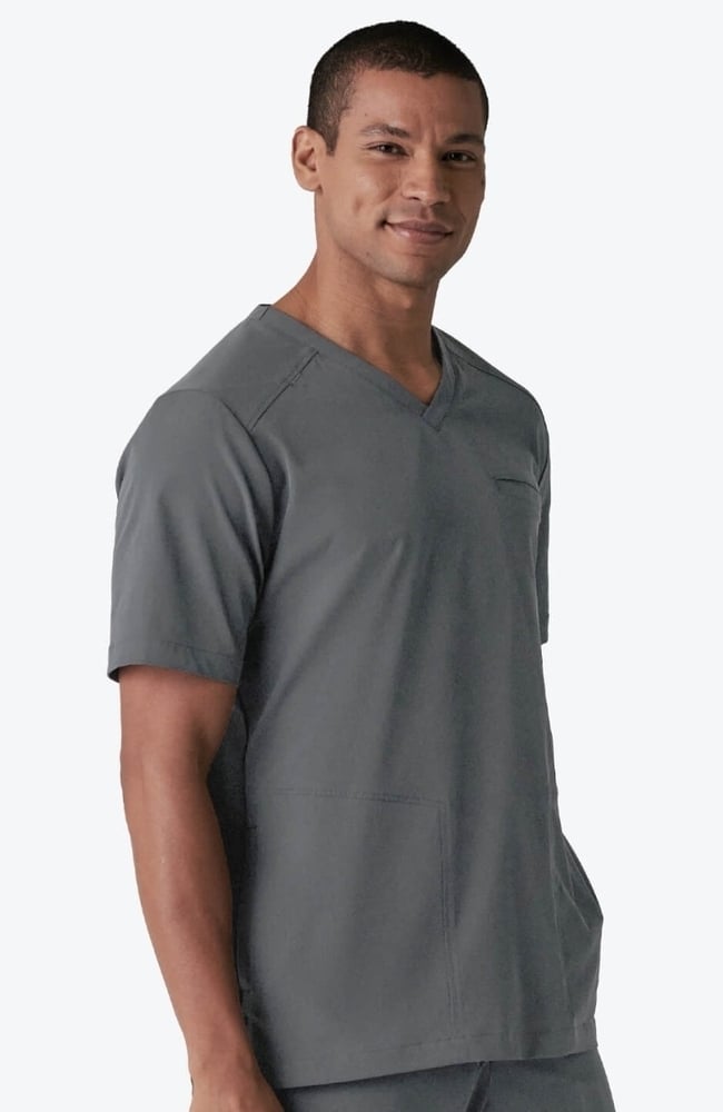 Men's Realm V-Neck Scrub Top, GRE Grey | grey, large