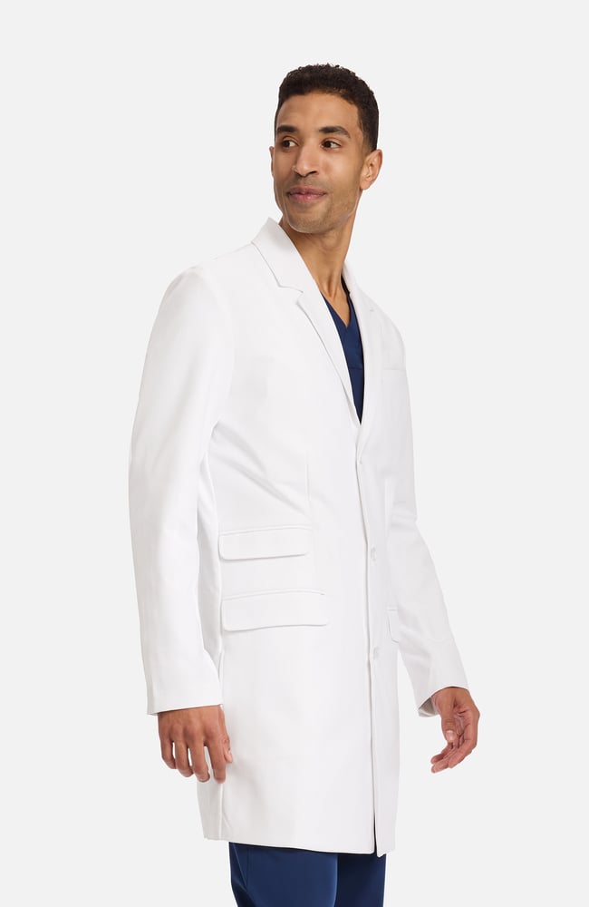 Men's Anthony Flap Pocket 38" Lab Coat, WHT White | white, large