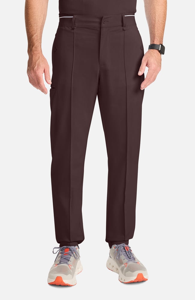 Men's Pintuck Tapered Scrub Pant, UMB Umbra | brown, large