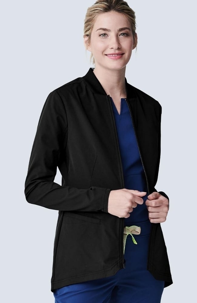 Women's Kinetic Scrub Jacket, BLK Black, large