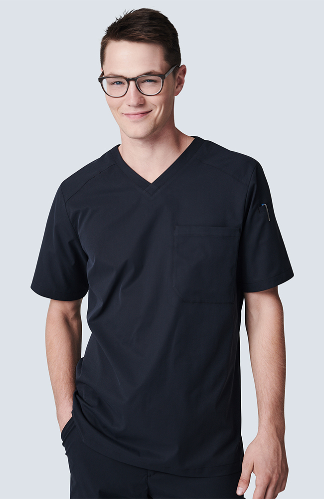 Men's Apex V-Neck Scrub Top, BLK Black | black, large
