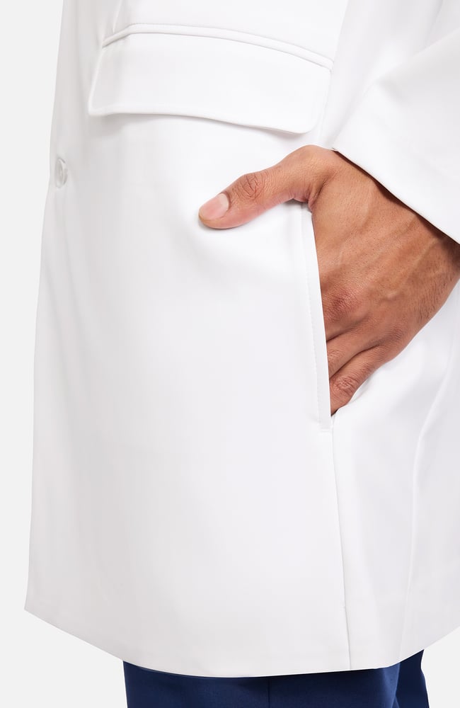 Men's Anthony Flap Pocket 38" Lab Coat, WHT White | white, large