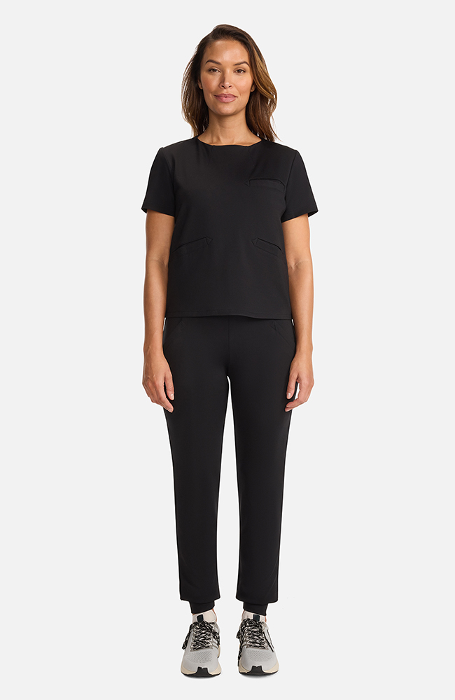 Women's Ponte Round Neck Scrub Top, , large