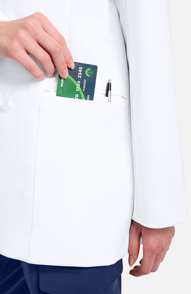 Women's Ada Double Breasted 29" Lab Coat, WHT White | white, large