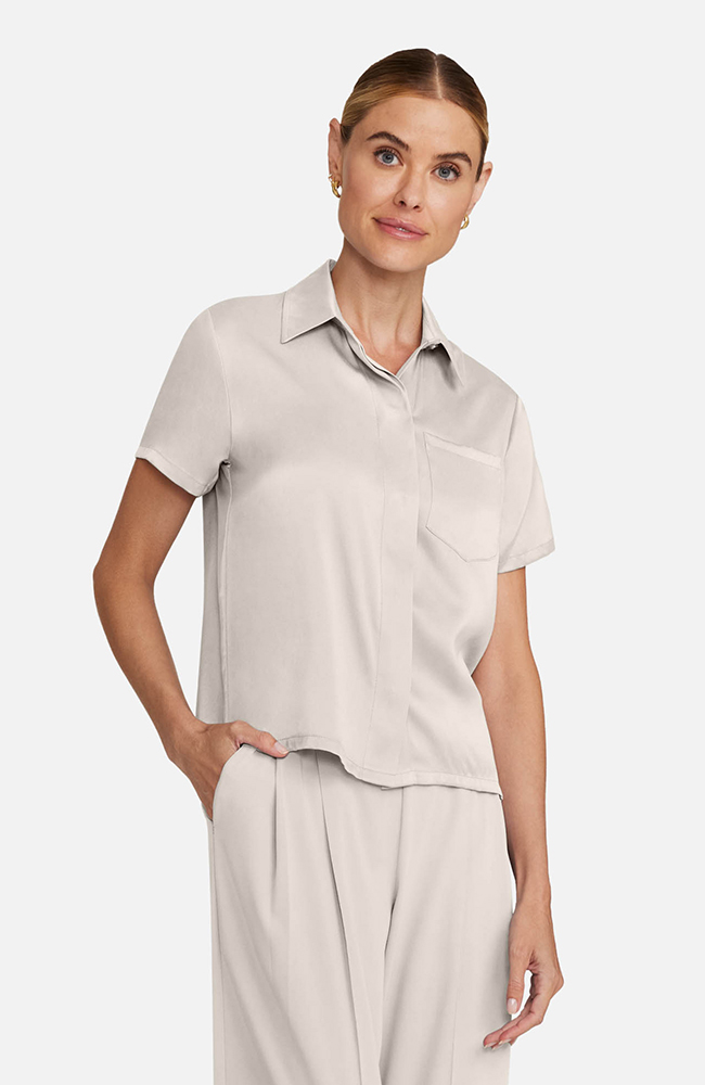 Women&rsquo;s Cropped Button-Up Scrub Top, , large