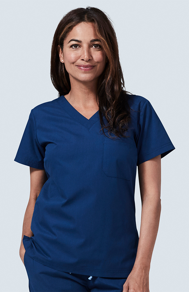 Clearance Women's Modern Fit V-Neck Solid Scrub Top, , large