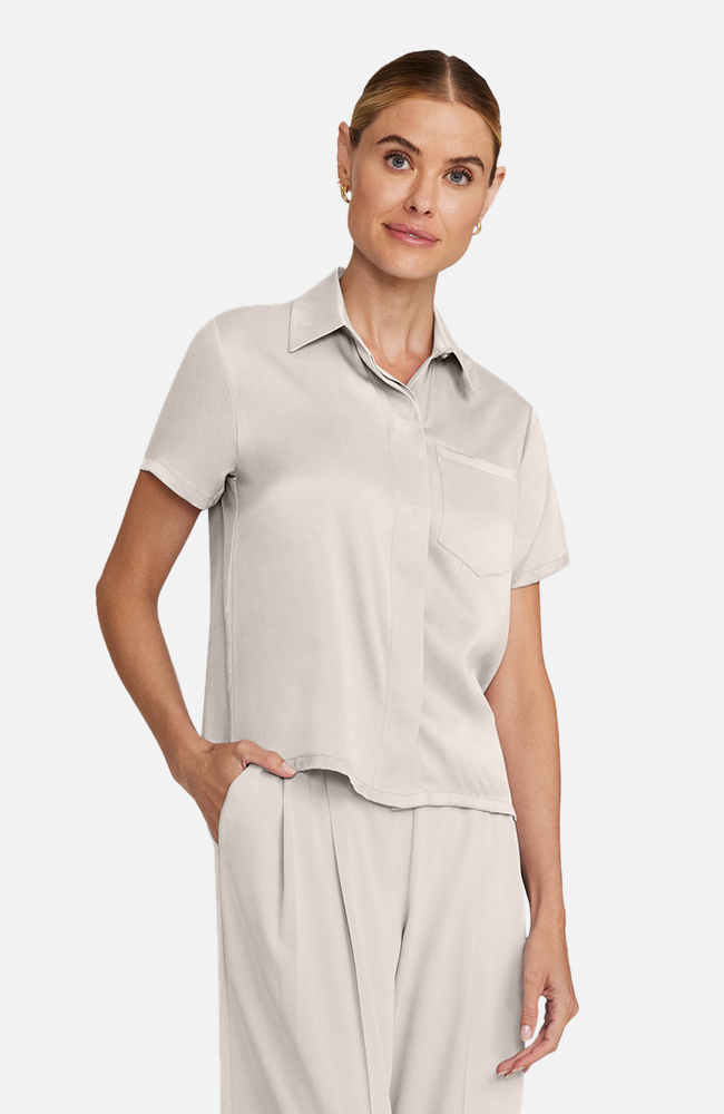 Women&rsquo;s Scrub Set: Cropped Button-Up Top & Pleated Wide Leg Pant, , large