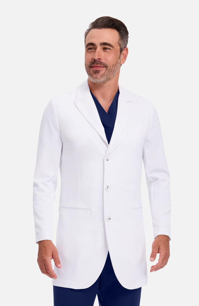 Men's Bennet Slim Stretch 34&frac34;" Lab Coat, WHT White | white, large