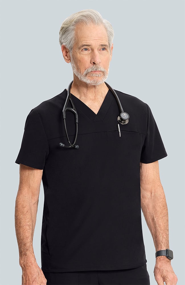 Men's Vapor 3-Pocket V-Neck Seamed Scrub Top, , large