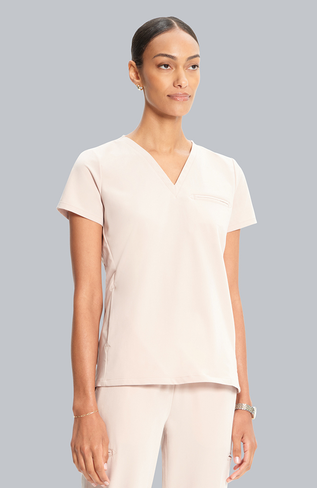 Women's Flora 3-Pocket V-Neck Scrub Top, TAT Toasted Tan | brown, large