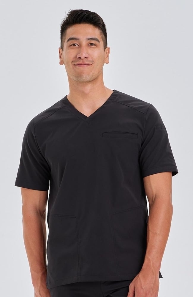 Men's Realm V-Neck Scrub Top, BLK Black, large