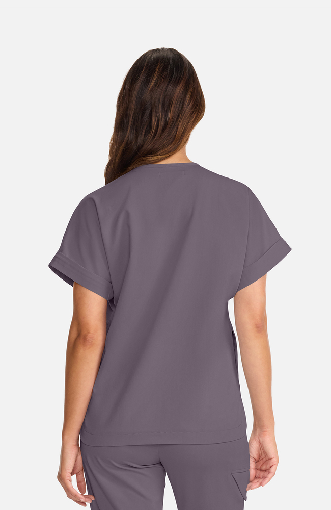 Women's Quarter-Zip Dolman Scrub Top, MIN Mink | grey, large