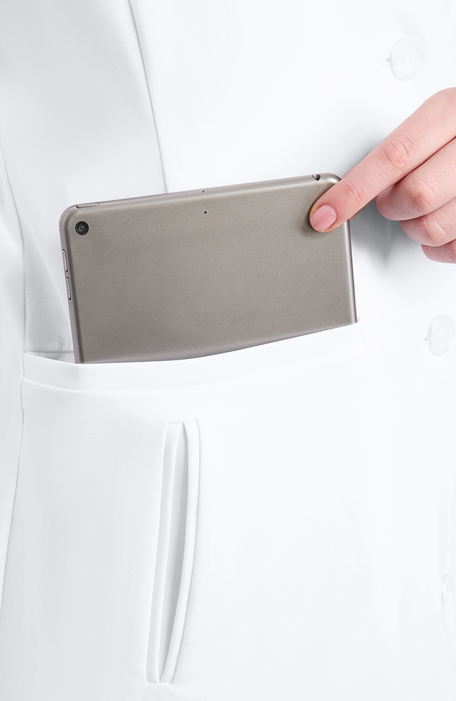 Women's Antonia Shawl Collar 36" Lab Coat, WHT White | white, large