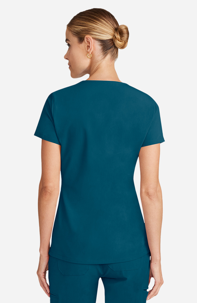 Women's Scrub Set: Flora 3-Pocket Top & Straight Leg Ankle Pant, CAR Caribbean Blue | caribbean blue, large