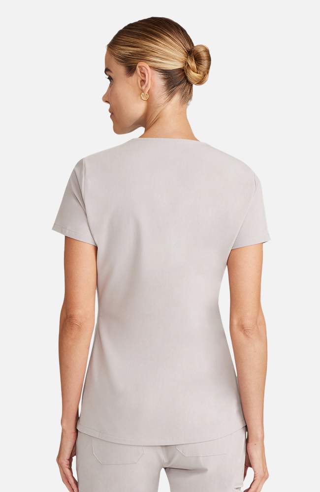 Women's Scrub Set: Flora 3-Pocket Top & Bosque Jogger Pant, WMS Warm Stone | grey, large