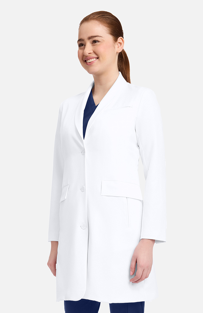 Women's Antonia Shawl Collar 36" Lab Coat, WHT White | white, large