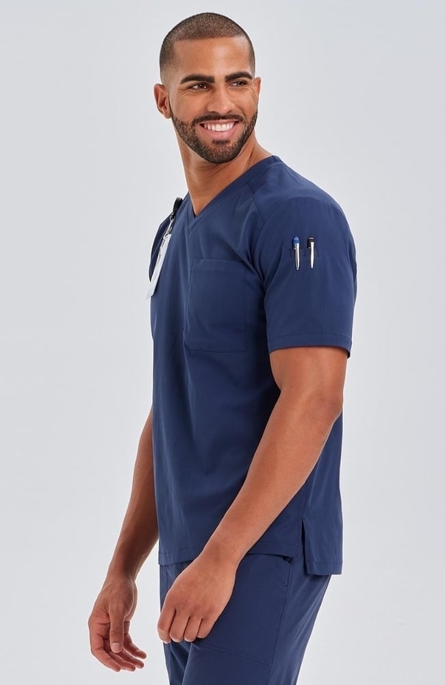 Men's Apex V-Neck Scrub Top, NAV Navy Blue | navy, large