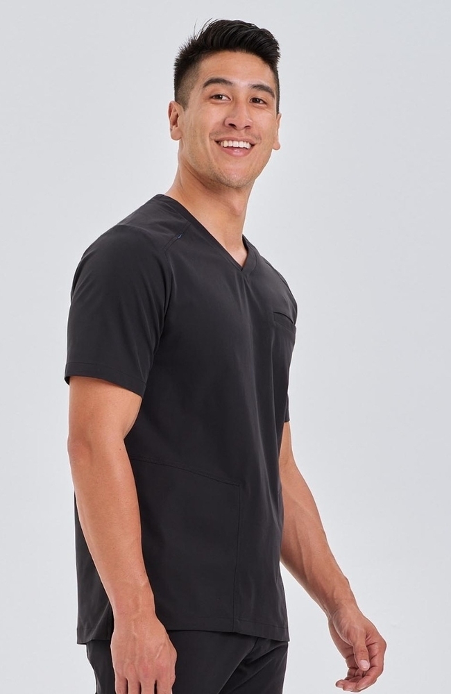 Men's Realm V-Neck Scrub Top, BLK Black, large