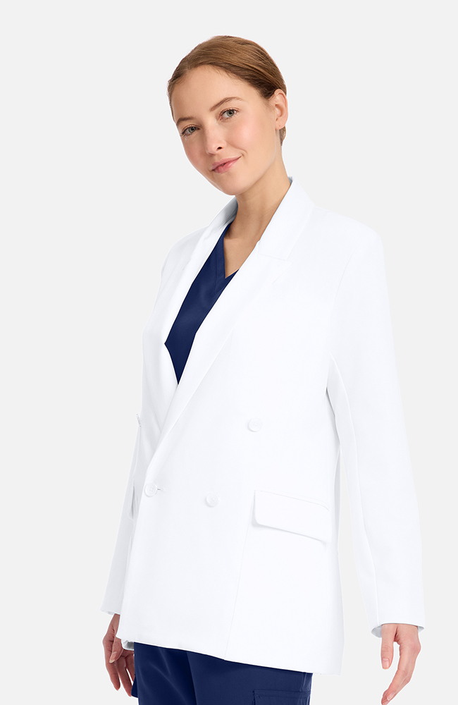 Women's Ada Double Breasted 29" Lab Coat, WHT White | white, large
