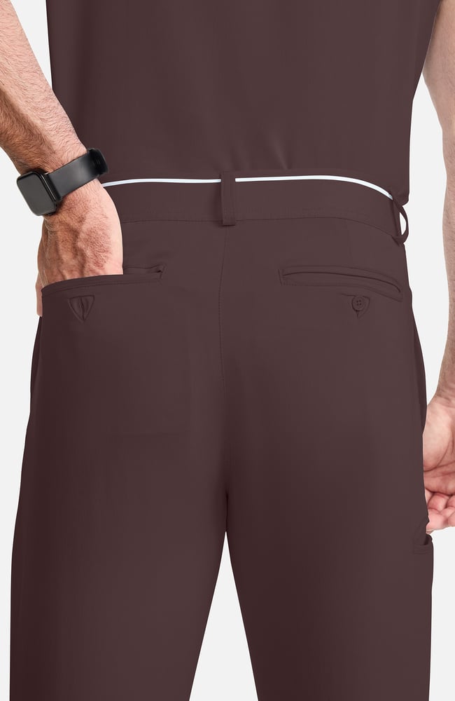 Men's Pintuck Tapered Scrub Pant, UMB Umbra | brown, large