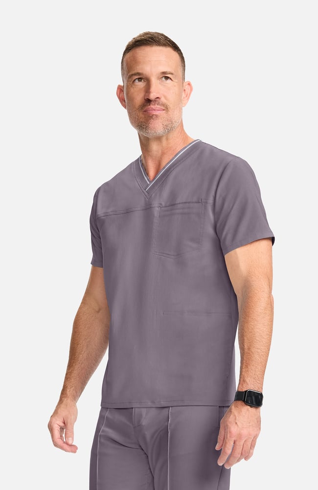 Men's V-Neck Scrub Top, MIN Mink | grey, large