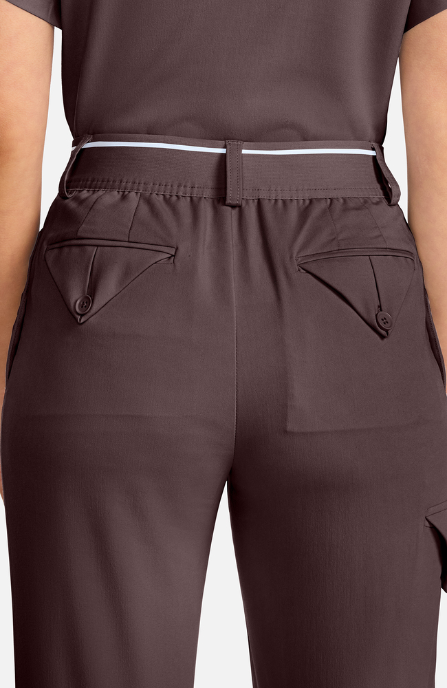 Women's Pleated Barrel Leg Scrub Pant, UMB Umbra | brown, large