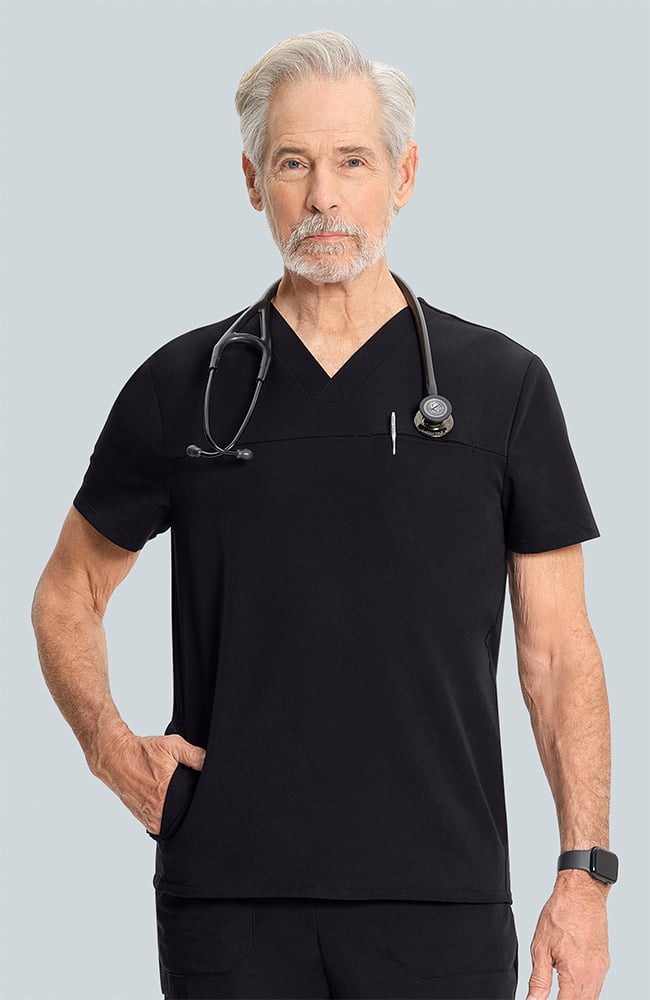 Men's Vapor 3-Pocket V-Neck Seamed Scrub Top, , large