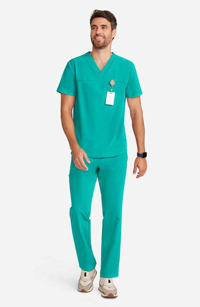 Men's Vapor 3-Pocket V-Neck Seamed Scrub Top, SGR Surgical Green | green, large
