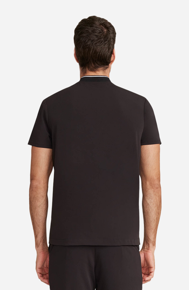 Men's Scrub Set: Rib Collar Henley Top & Cuffed Trouser Pant, BLK Black | black, large