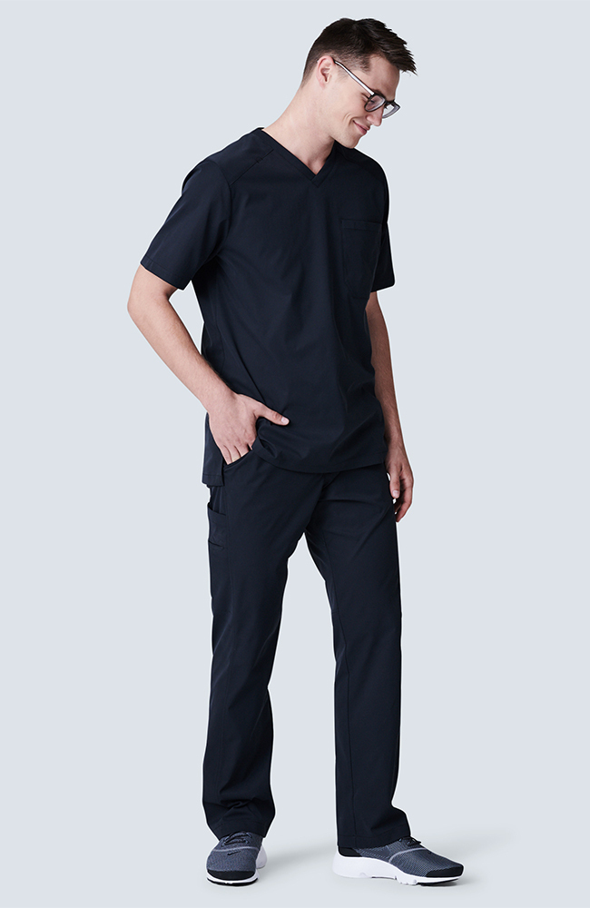 Men's Apex V-Neck Scrub Top, BLK Black | black, large