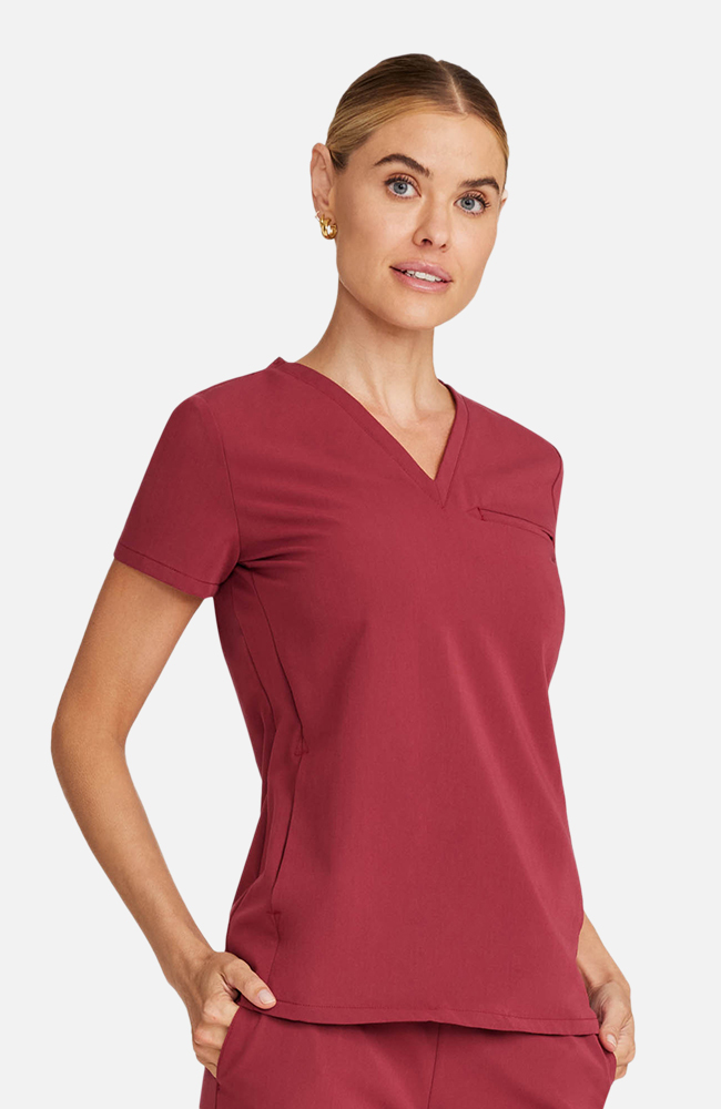Women's Scrub Set: Flora 3-Pocket Top & Anemone Straight Leg Pant, CHW Cherry Wood, large