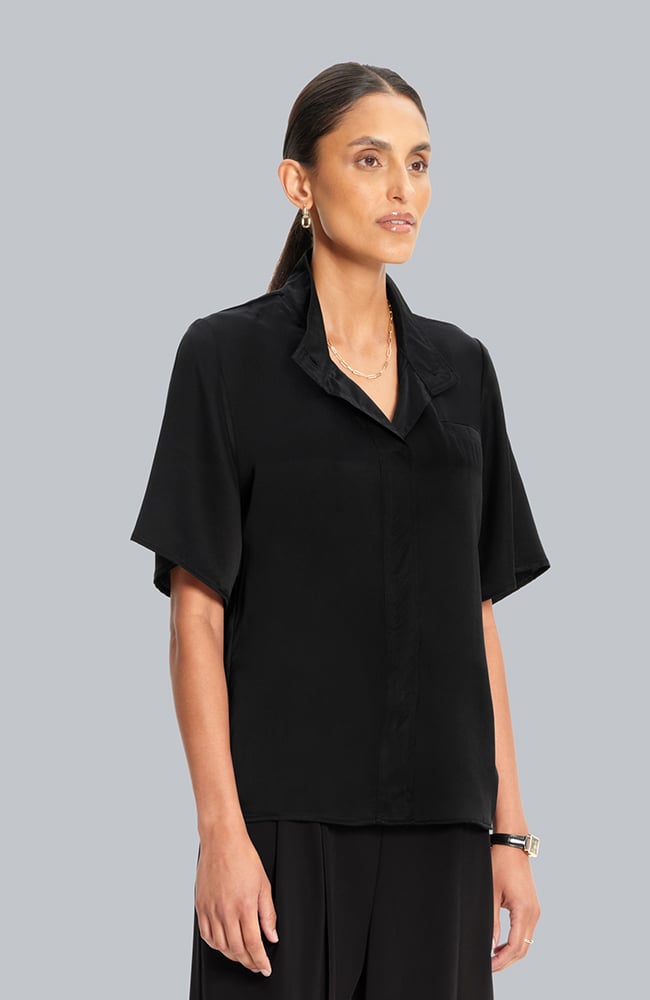 Women&rsquo;s Silk Stand Collar Scrub Top, , large