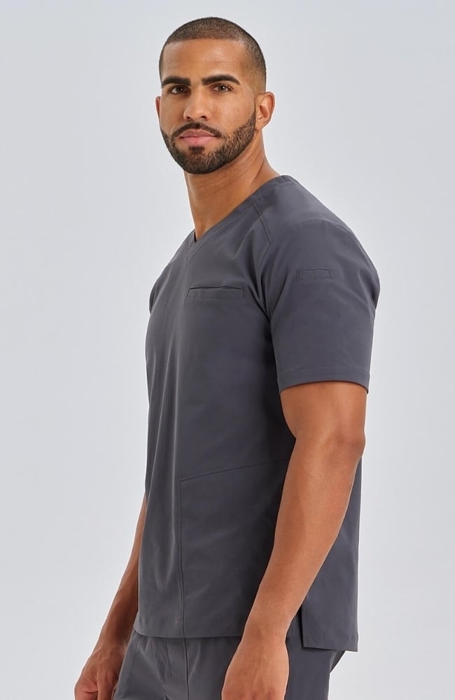 Men's Realm V-Neck Scrub Top, PWT Pewter, large