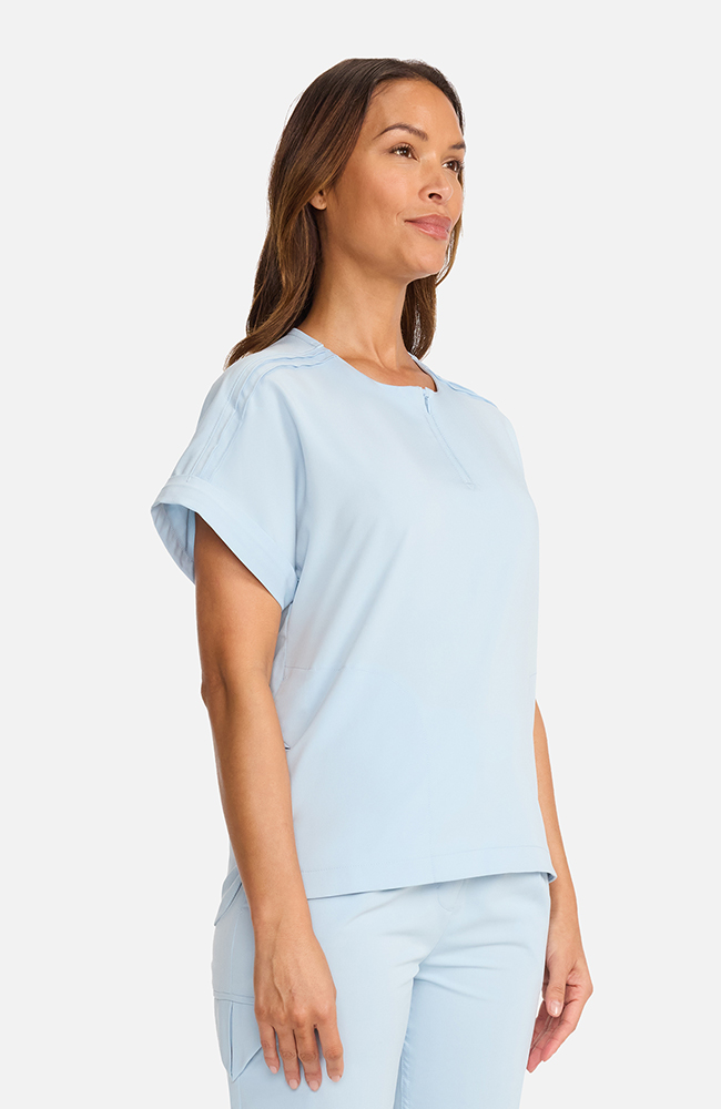 Women's Quarter-Zip Dolman Scrub Top, ICB Ice Blue | blue, large