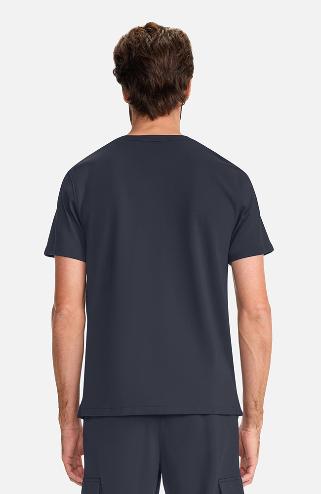 Men's Ponte Quarter Zip V-Neck Scrub Top, PWT Pewter | pewter, large