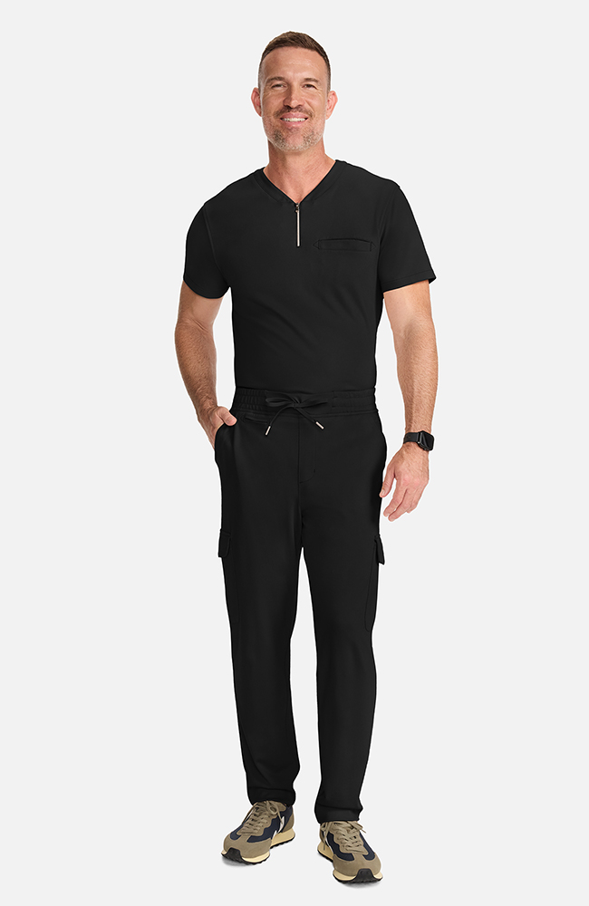 Men's Ponte Cargo Scrub Pant, BLK Black | black, large