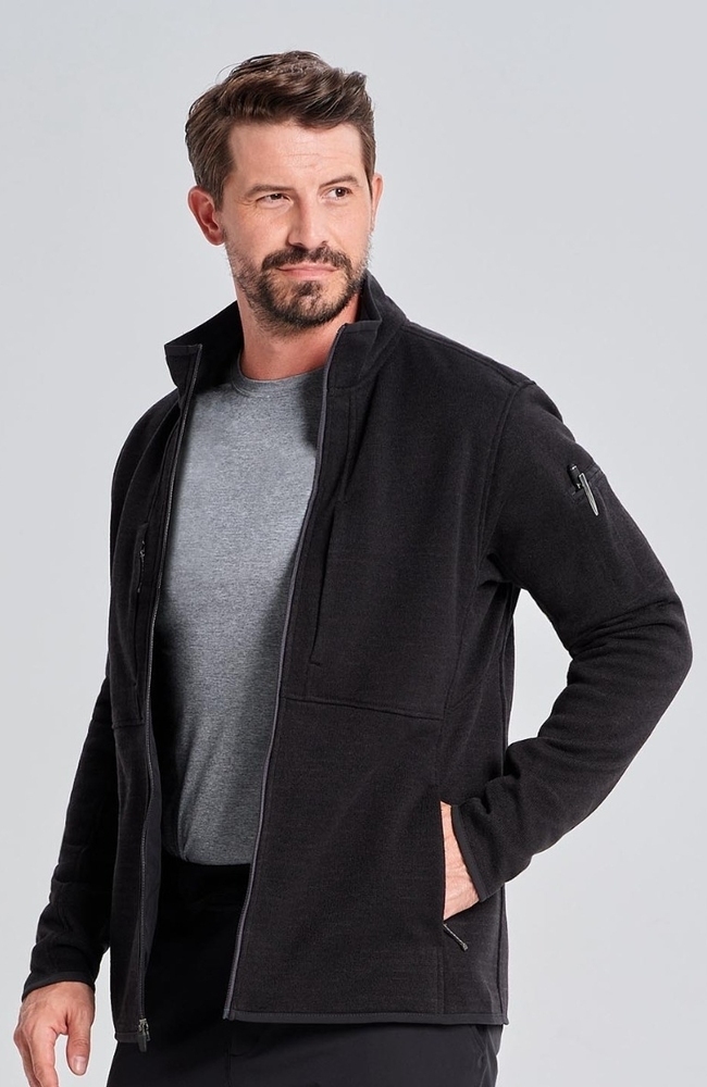 Men's Strata Performance Fleece Scrub Jacket, BLK Black, large