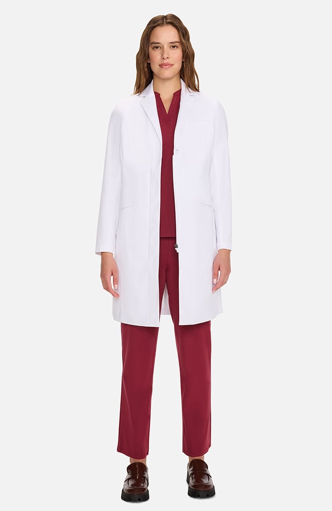 Women's Zip Front Over The Knee Lab Coat 36", WHT White | white, large