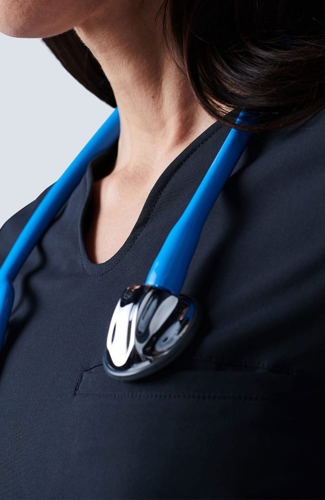 Women's Sola Round Y-Neck Scrub Top, , large