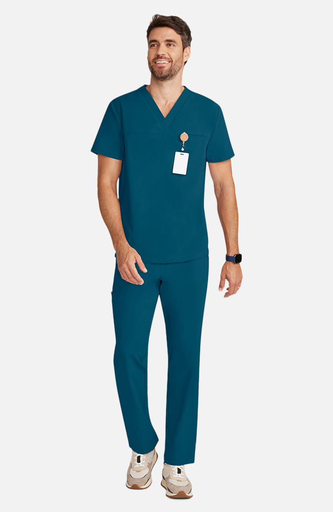 Men's Scrub Set: Vapor 3-Pocket Top &  Zephyr Straight Leg Pant, CAR Caribbean Blue | caribbean blue, large