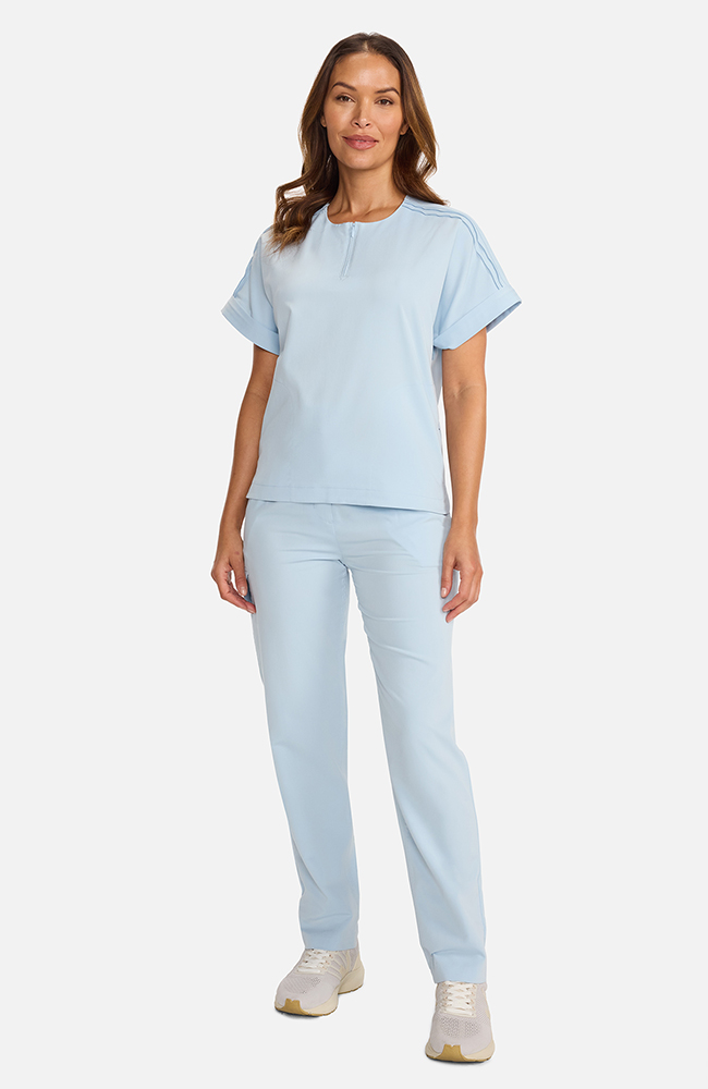 Women's Quarter-Zip Dolman Scrub Top, ICB Ice Blue, large