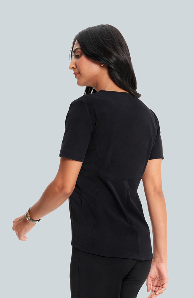 Women's Sola Round Y-Neck Scrub Top, , large