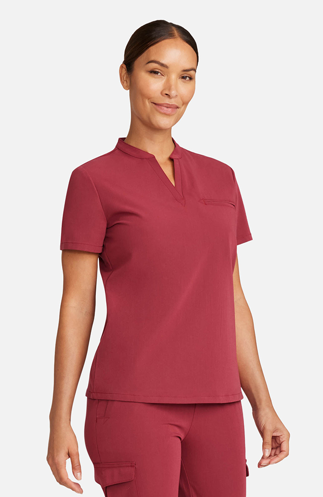 Women's Taiga Welt Pocket Scrub Top, CHW Cherry Wood | red, large
