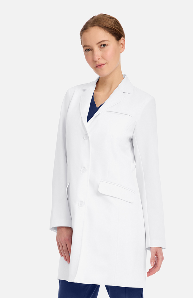 Women's Lise Flap Pocket 33½" Lab Coat, WHT White | white, large
