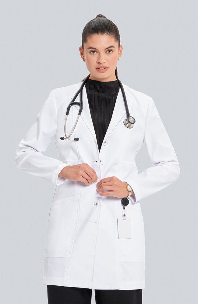 Women's Vera G. Slim Fit 34¾" Lab Coat, WHT White | white, large