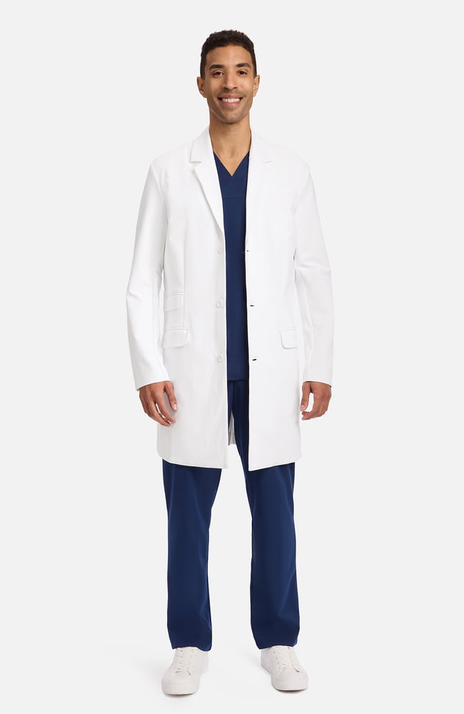 Men's Anthony Flap Pocket 38" Lab Coat, WHT White | white, large