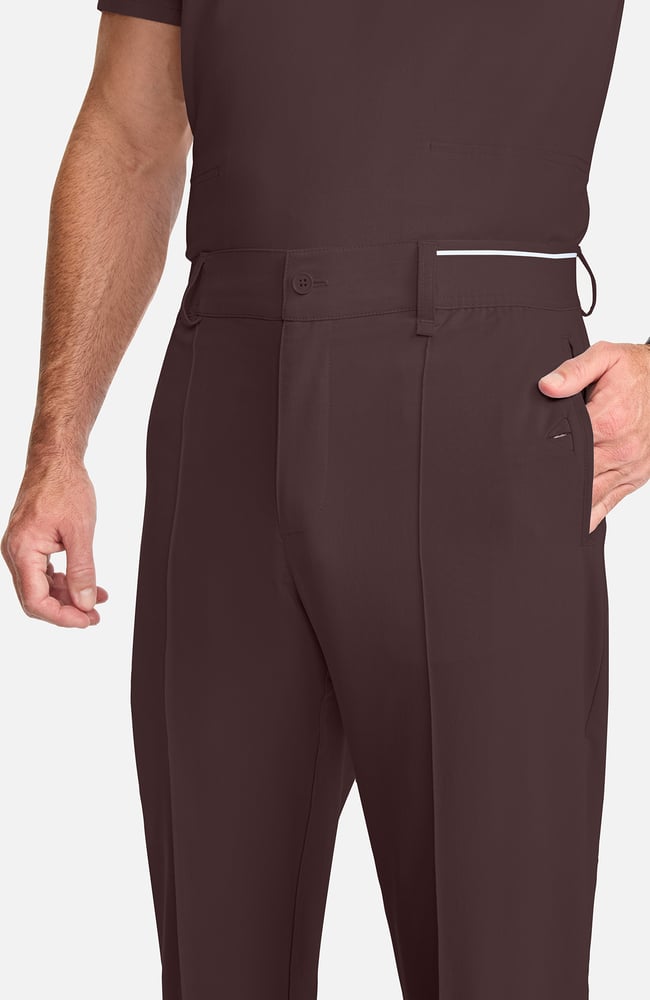 Men's Pintuck Tapered Scrub Pant, UMB Umbra | brown, large