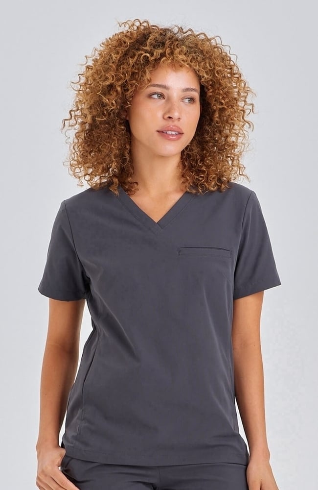 Women's Vista V-Neck Scrub Top, PWT Pewter | pewter, large